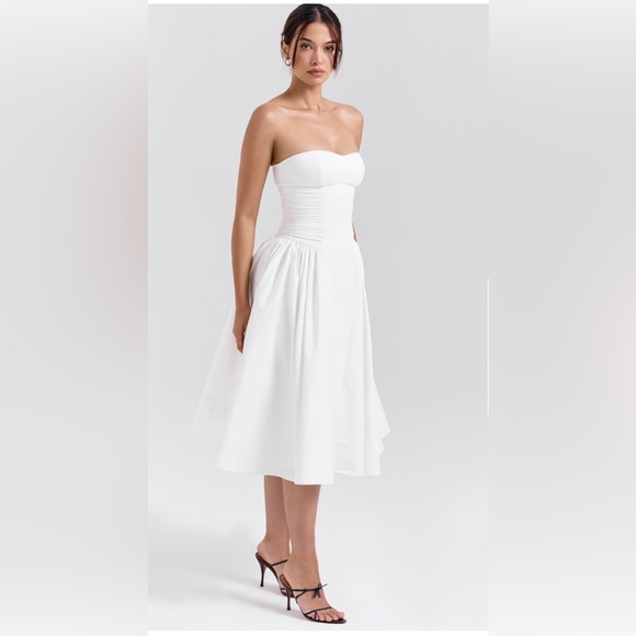 GEORGIANA
WHITE COTTON STRAPLESS MIDI SUNDRESS - Picture 2 of 3